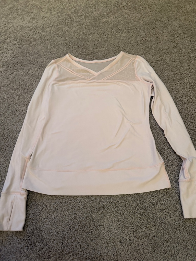 Lululemon Athletica Light Pink Long Sleeve V-Neck Top
